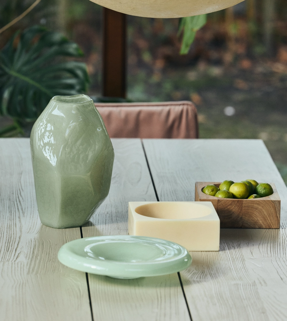 jarrón contemporáneo de cristal verde