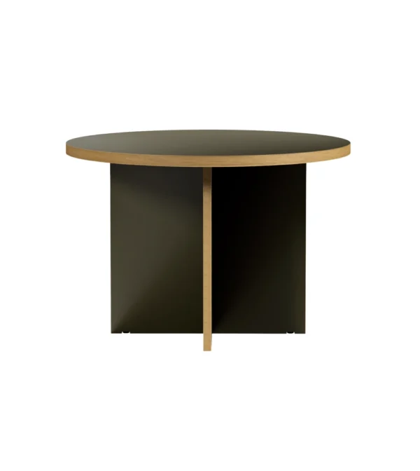 mesa de comedor pequeña redonda de madera color verde oscuro de hkliving