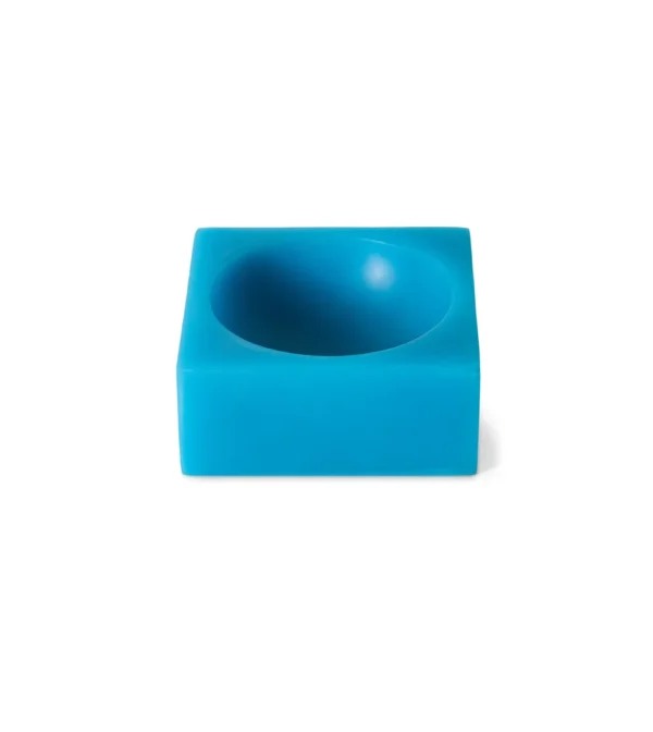 Cuenco decorativo azul pequeño de HKLIVING en resina con diseño geométrico sobre mesa o estantería