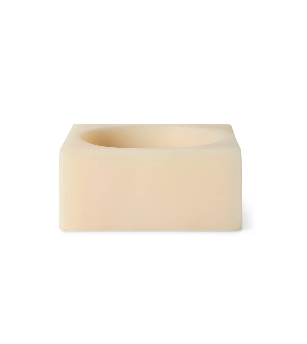 Cuenco decorativo beige pequeño de HKLIVING en resina con diseño geométrico sobre mesa o estantería