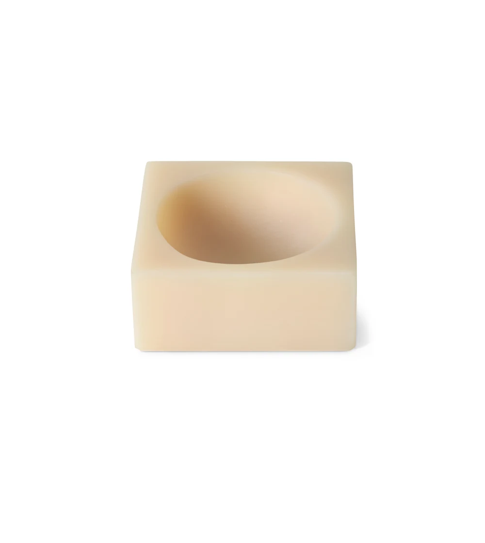 Cuenco decorativo beige pequeño de HKLIVING en resina con diseño geométrico sobre mesa o estantería