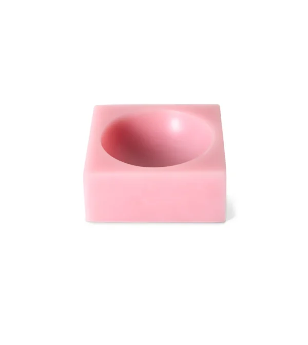 Cuenco decorativo rosa pequeño de HKLIVING en resina con diseño geométrico sobre mesa o estantería