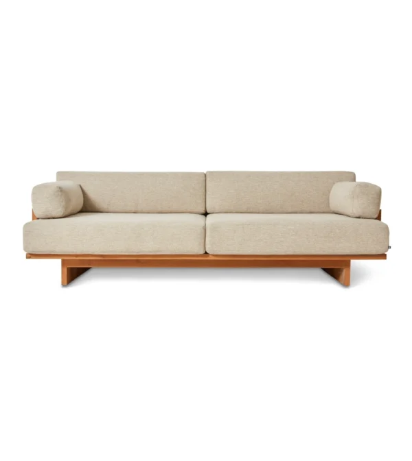 sofa para exteriores en madera de teca de hkliving tejido beige