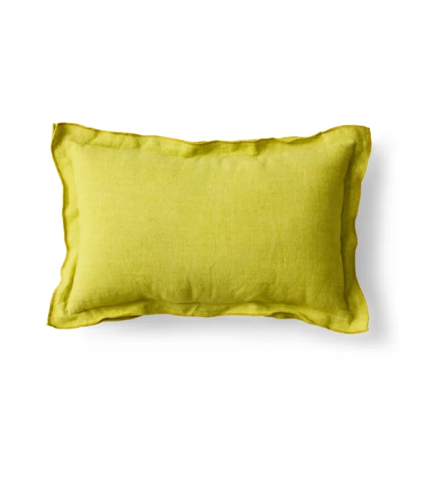 Cojín de lino amarillo de HKLIVING con textura natural y fabricado en lino