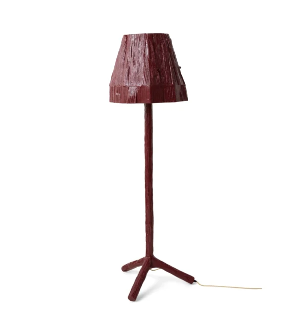 lámpara de pie contemporánea de madera color burdeos de hkliving