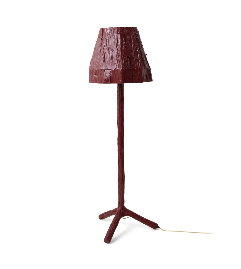 lámpara de pie contemporánea de madera color burdeos de hkliving