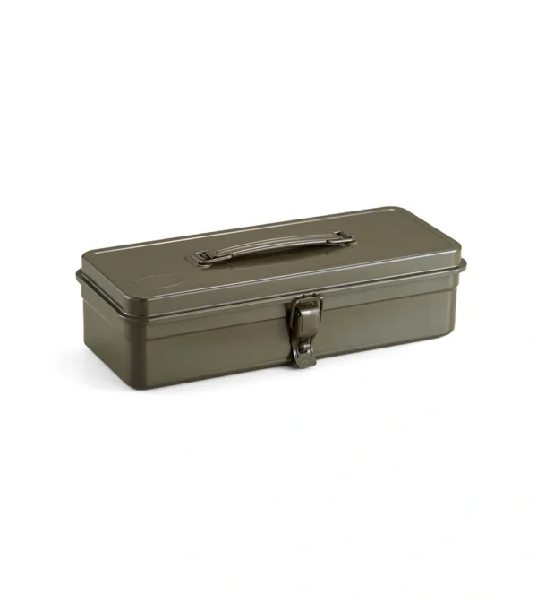 caja de herramientas de acero color verde militar hecha en japón de toyo.