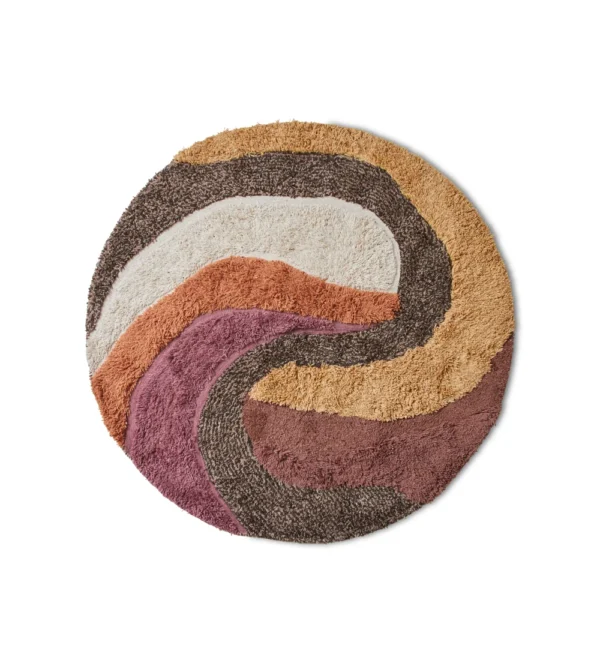 Descubre la alfombra en tonos tierra de HKLIVING, una alfombra suave y acogedora con patrón natural que aporta calidez, confort y tranquilidad a cualquier estancia.