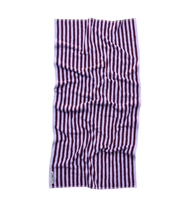toalla 100% de algodón a rayas color lavanda de bongusta