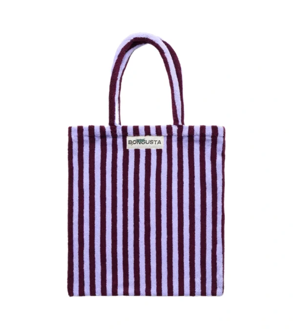 bolso para el verano 100% de algodón a rayas color lavanda de bongusta