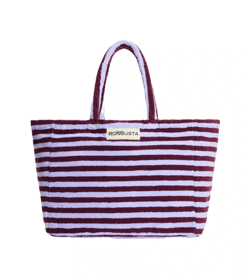 bolso grande con tejido de toalla a rayas de bongusta
