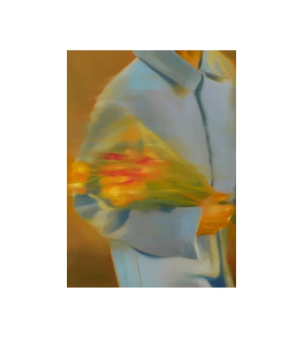 lámina pintura de figura con ramo de flores de paper collective
