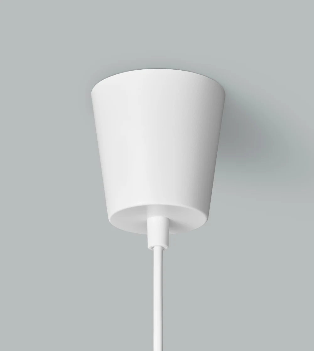 lámpara colgante JL341 de Artek diseñada por Juha Leiviskä con pantalla minimalista en aluminio blanco.