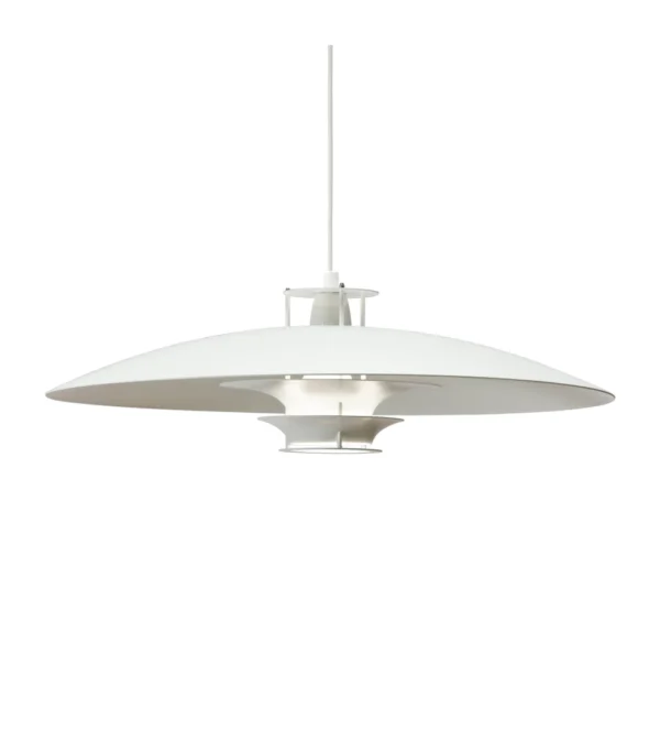 lámpara colgante JL341 de Artek diseñada por Juha Leiviskä con pantalla minimalista en aluminio blanco.