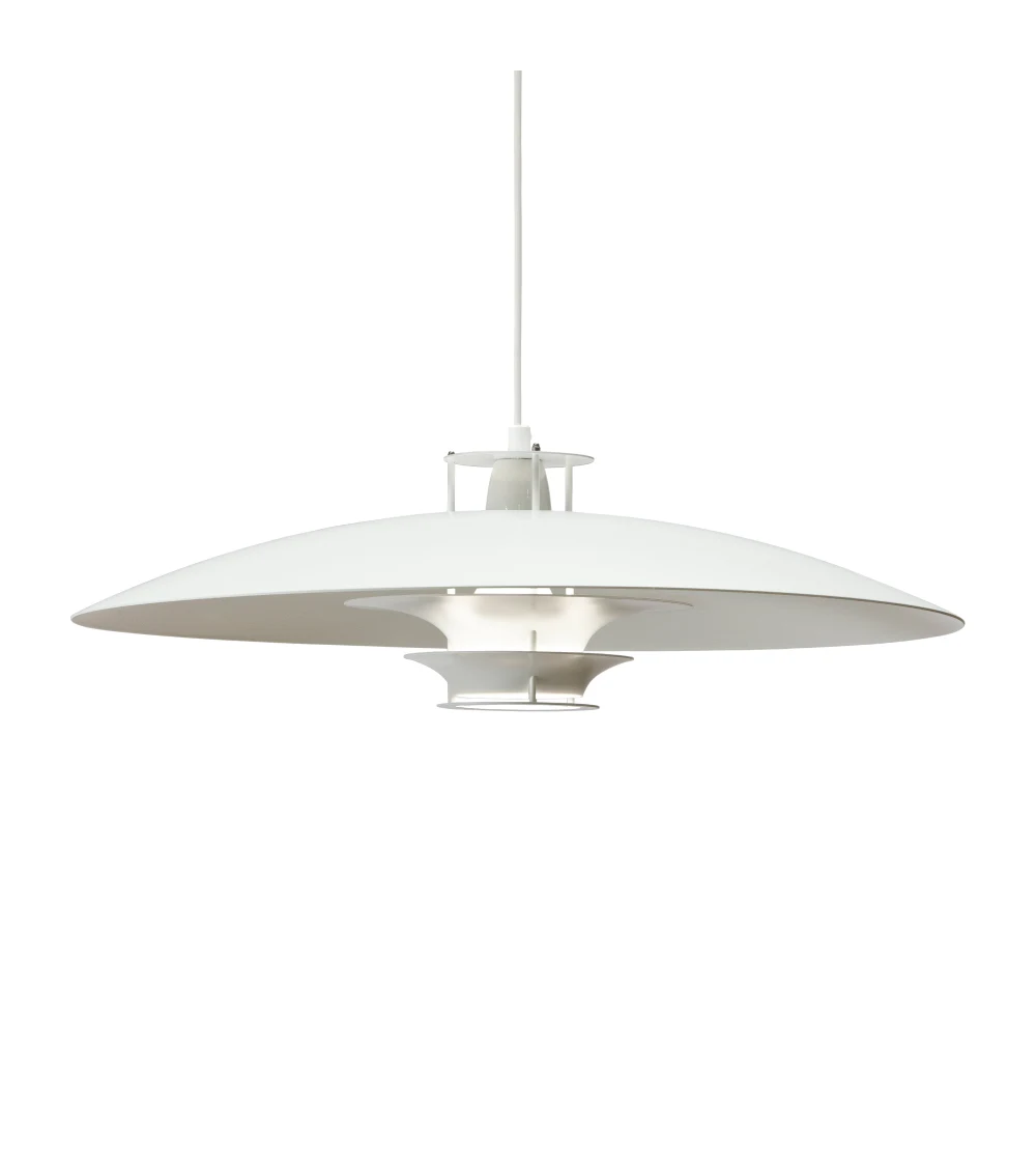 lámpara colgante JL341 de Artek diseñada por Juha Leiviskä con pantalla minimalista en aluminio blanco.