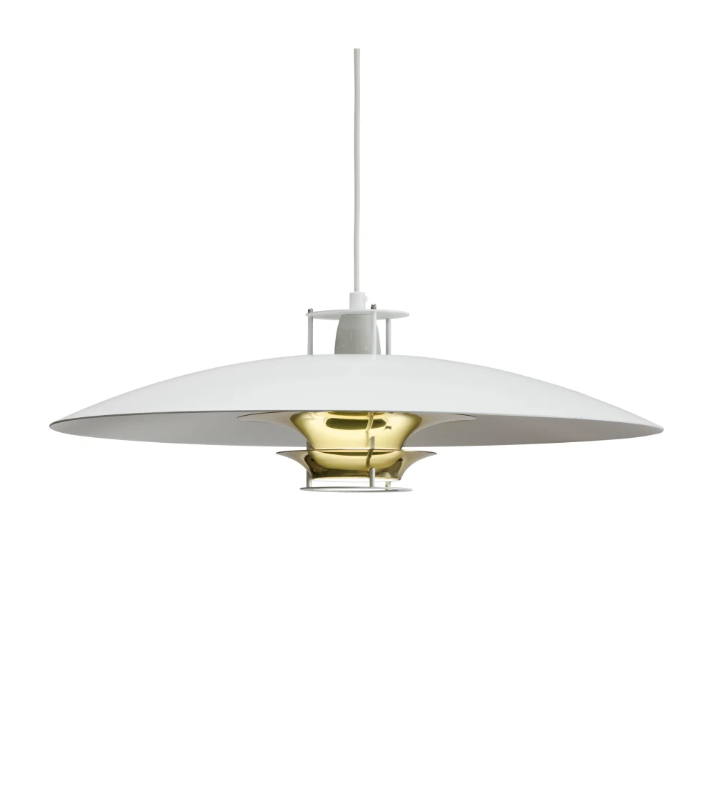 lámpara colgante JL341 de Artek diseñada por Juha Leiviskä con pantalla minimalista en aluminio blanco.