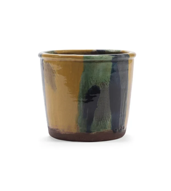 macetero de terracota esmaltado con 3 colores de serax