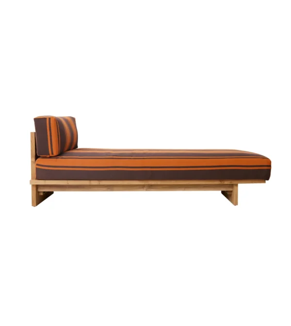 DIVAN DE MADERA DE TECA PARA EXTERIORES CON ESTAMPADO A RAYAS DE HKLIVING