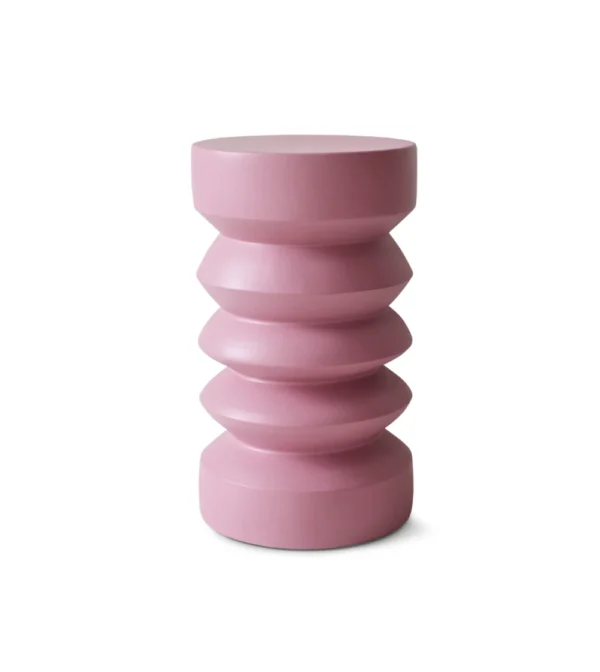 mesa auxiliar o taburete con forma de totem rosa de hkliving