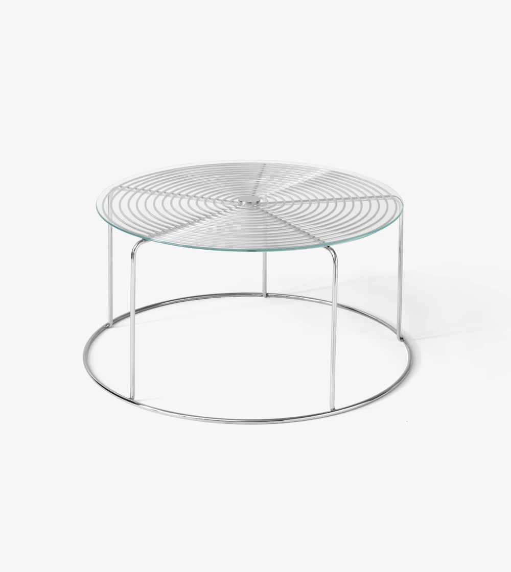 mesa de centro Wire de &Tradition diseñada por Verner Panton con estructura metálica de rejilla.