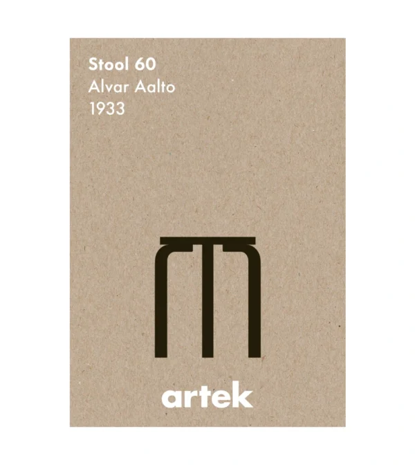 póster Icon Series Stool 60 de Artek con ilustración del icónico taburete diseñado por Alvar Aalto.