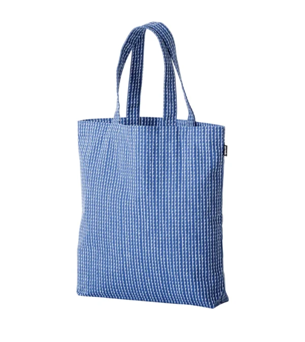 bolsa Rivi de artek tipo tote bag de algodón canvas azul con estampado blanco de diseño nórdico