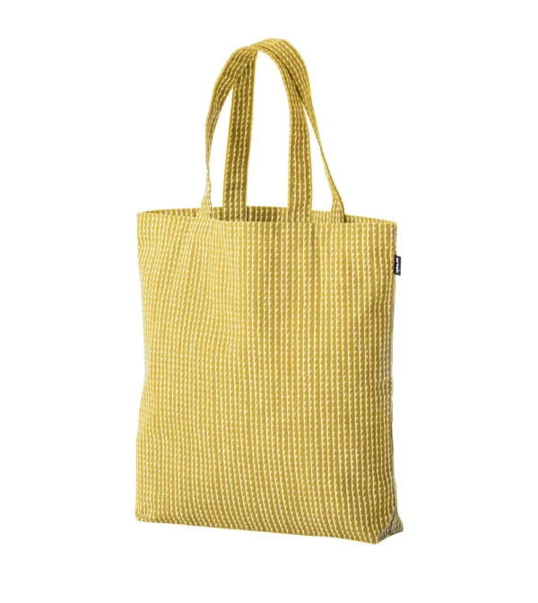 bolsa Rivi de artek tipo tote bag de algodón canvas amarilla con estampado blanco de diseño nórdico