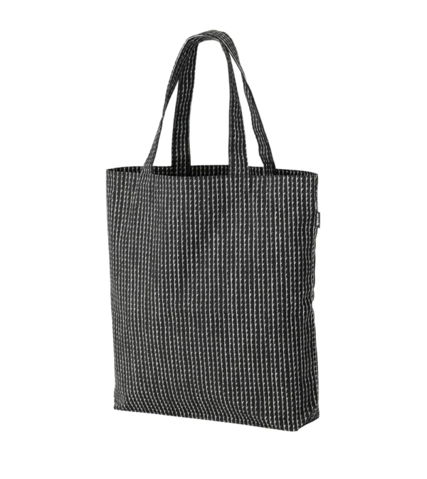 bolsa Rivi de artek tipo tote bag de algodón canvas negra con estampado blanco de diseño nórdico