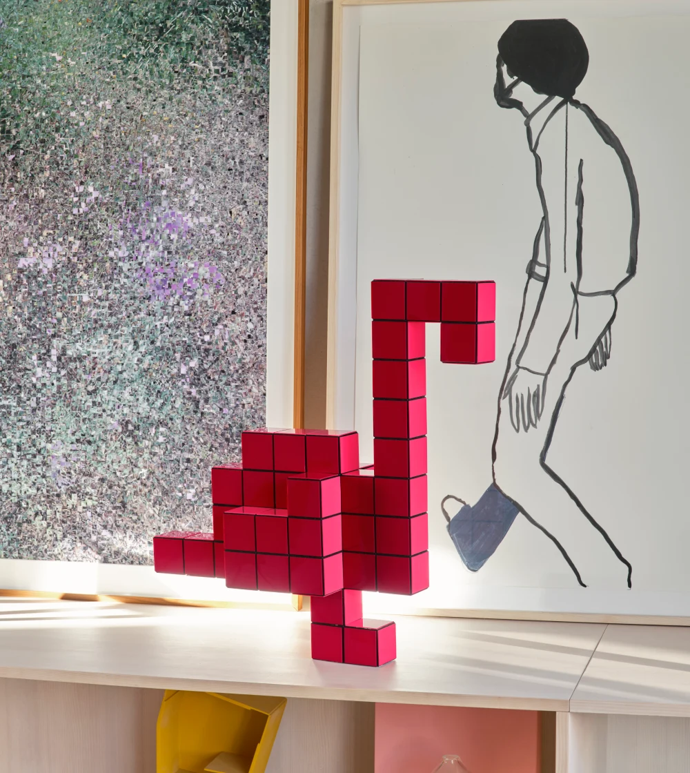 Panton Cubes Flamingo Duo-Tone de Vitra con forma de flamenco