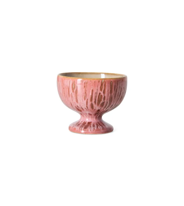 70s Ceramics Small Coupe Rhubarb de HKLIVING, pequeño cuenco de gres multicolor elevado sobre pie con acabado retro.