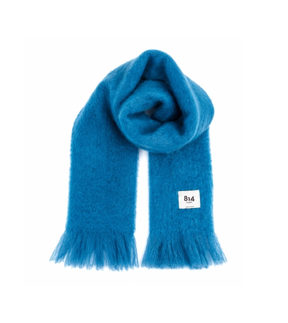 bufanda ezcaray ancha color azul fabricada en lana y mohair.