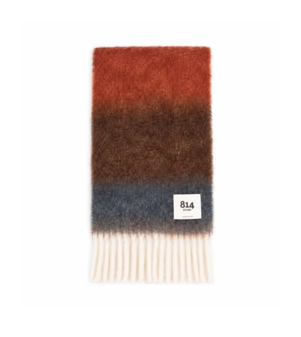 Bufanda Ezcaray modelo Matisse con franjas de colores fabricada en lana y mohair