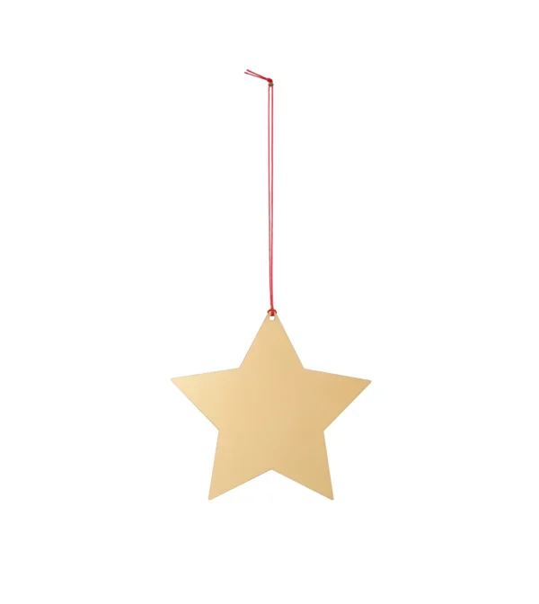 Adorno de navidad dorado con forma de estrella de la colección Girard Ornaments de Vitra diseñado por Alexander Girard, elaborado en metal con efecto latón pulido y disponible en distintos formas.