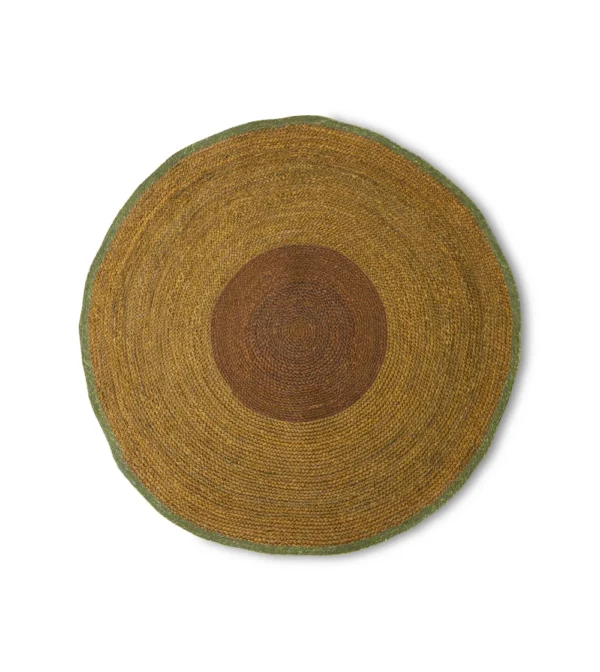 Alfombra redonda de junco de mar de HKLIVING de 120 cm, con tejido de fibra natural, ideal para decorar salones, dormitorios y rincones con una alfombra redonda de diseño.