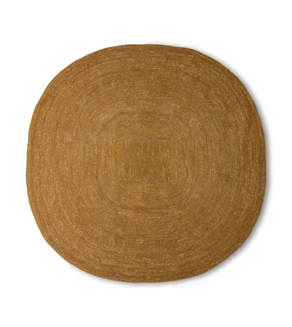 Alfombra de junco de mar Soft Edge de HKLIVING de 250 × 250 cm, con forma irregular y fibras naturales, ideal para decorar salones con alfombras de diseño.