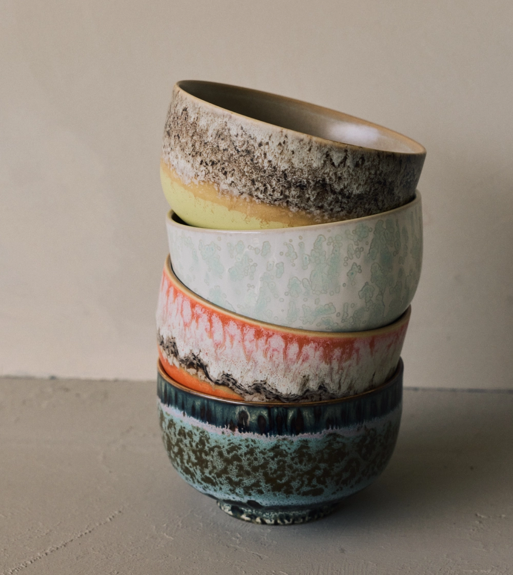 70s Ceramics: Noodle Bowls Sunset Set/4 - Imagen 2