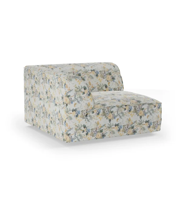 Sofá modular Flake de HKLIVING, módulo de esquina con formas redondeadas y estampado de flores. Combínalo con otros elementos y crea tu propia composición.