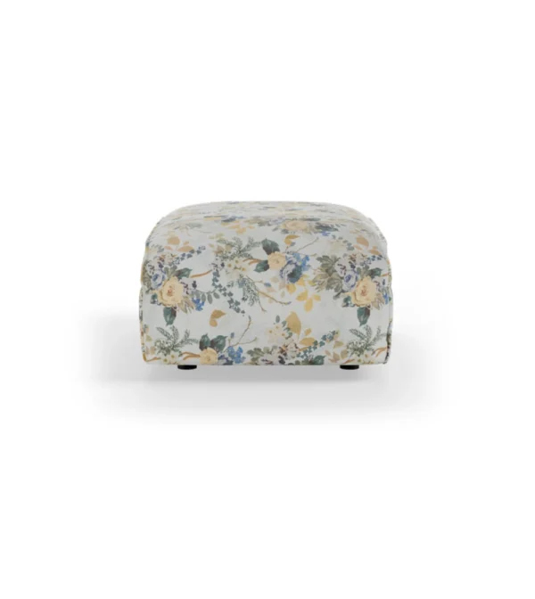 Puf pequeño Flake Hocker Small Cotton Posy de HKLIVING, complemento del sofá modular Flake con formas redondeadas y estampado de flores, ideal como reposapiés o asiento auxiliar de diseño para el salón.