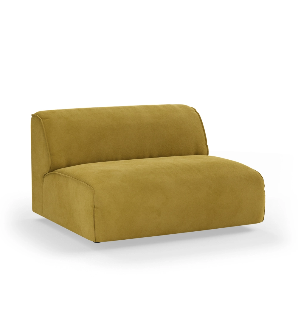 Sofá modular Flake de HKLIVING, ideal para crear una composición de sofá a medida con tapizado terciopelo color mostaza para salones modernos de diseño nórdico