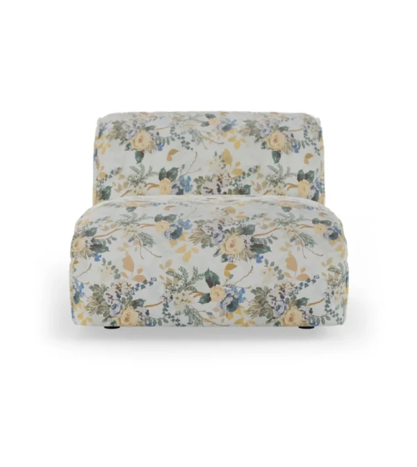 Sofá modular Flake de HKLIVING, módulo central con formas redondeadas y estampado de flores. Combínalo con otros elementos y crea tu propia composición.