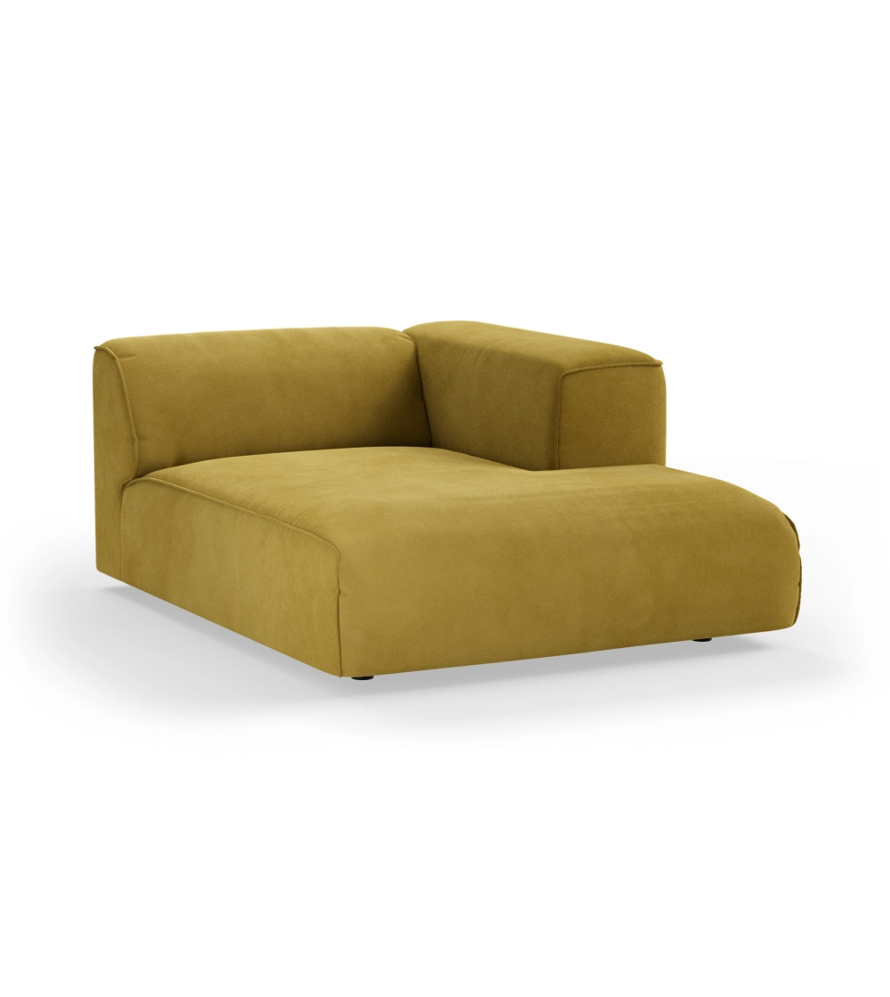 Sofá modular Flake de HKLIVING, ideal para crear una composición de sofá a medida con tapizado terciopelo color mostaza para salones modernos de diseño nórdico