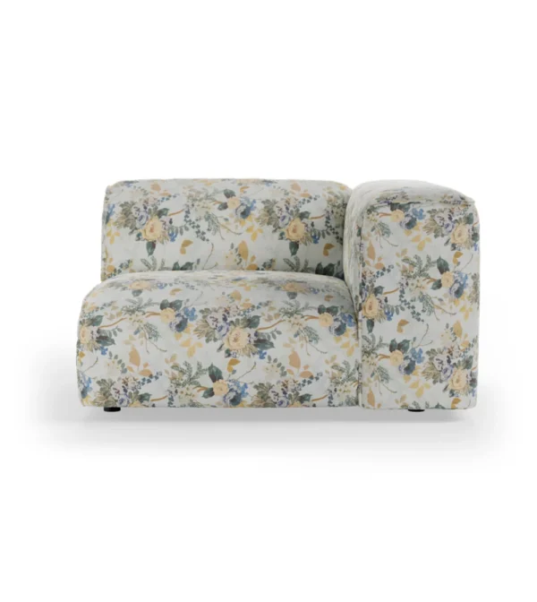 Flake Extreme Element Cotton Posy de HKLIVING, módulo de sofá modular con reposabrazos lateral, formas redondeadas y tapizado de flores.