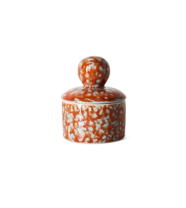 70s Ceramics XS Storage Jar Jello de HKLIVING, pequeño tarro de almacenaje de cerámica gres multicolor con diseño retro.