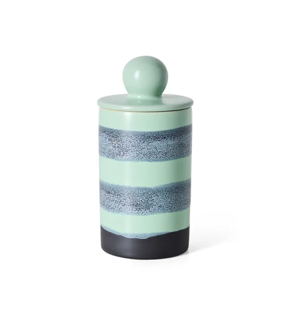70s Ceramics Medium Storage Jar River de HKLIVING, tarro de gres multicolor con tapa y diseño retro.