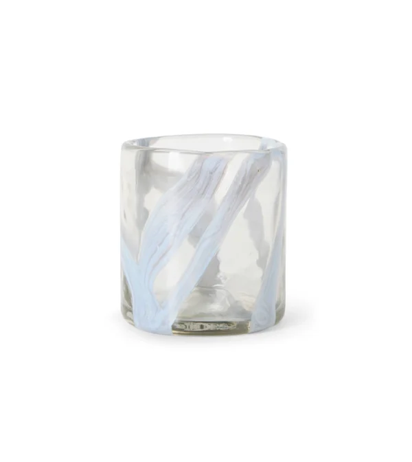 Smoked Glass Tea Light de HKLIVING, portavelas cilíndrico de vidrio ahumado con delicados dibujos y acabado translúcido.