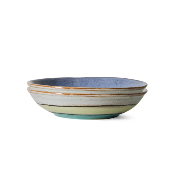 70s Ceramics Curry Bowls Muted de HKLIVING, set de dos cuencos hondos de gres multicolor con acabado retro.
