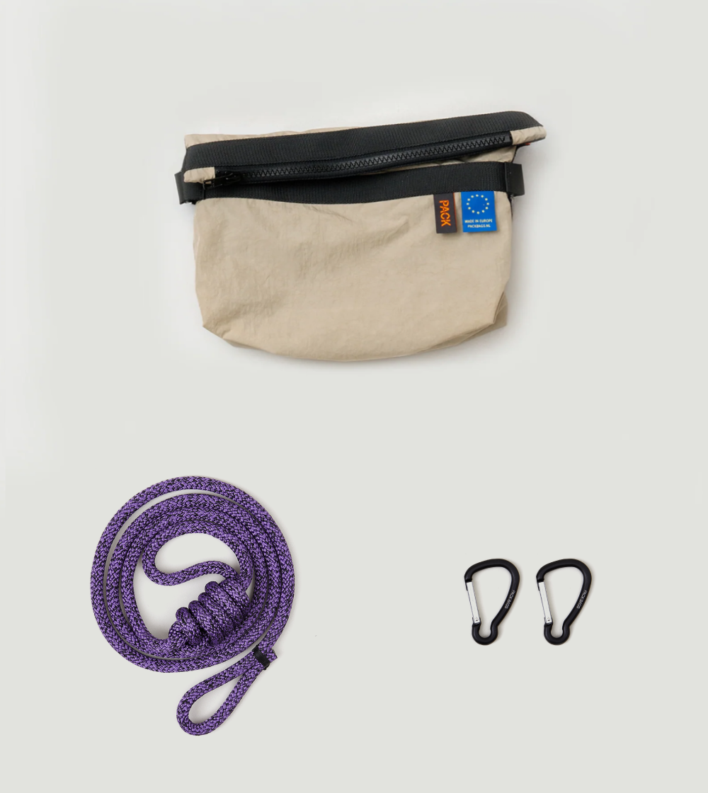 bolso cruzado beige Small Zip Sling - rope strap - A101 de packbags hecho en europa