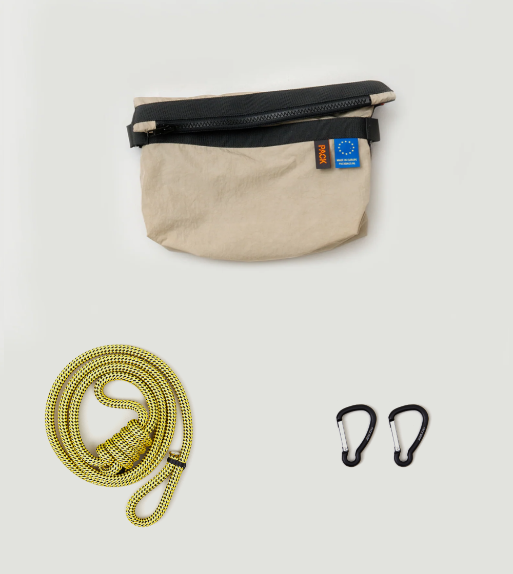 bolso cruzado beige Small Zip Sling - rope strap - A101 de packbags hecho en europa