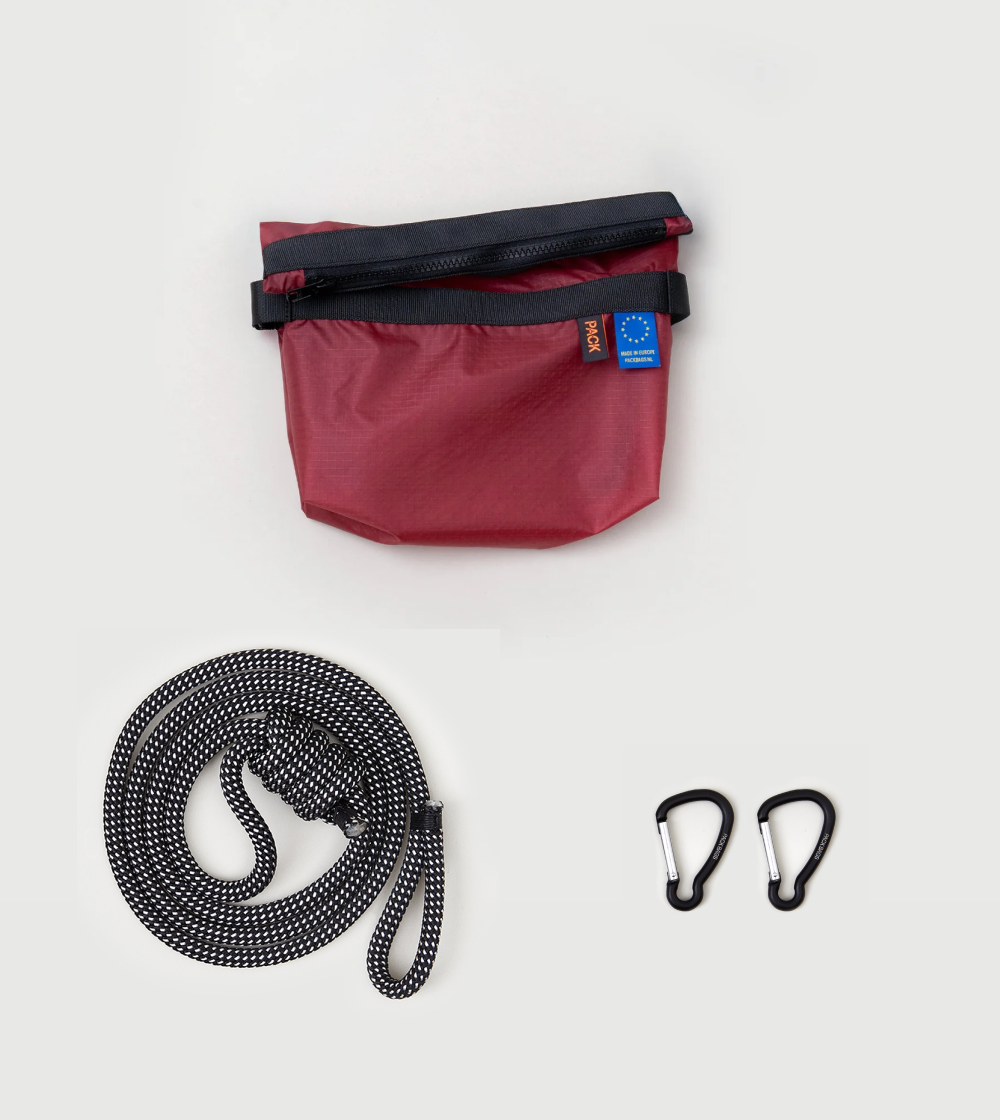 bolso cruzado granate Small Zip Sling - rope strap - A101 de packbags hecho en europa