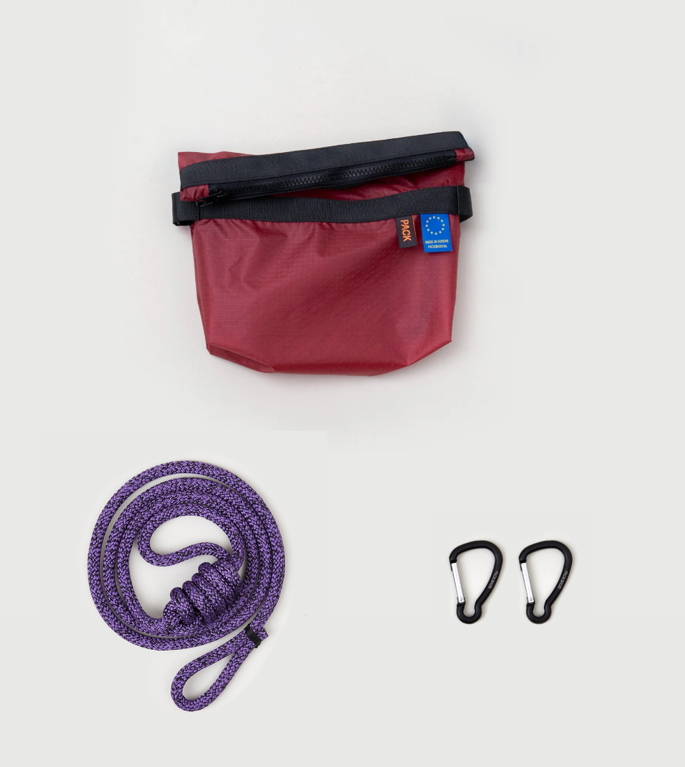 bolso cruzado granate Small Zip Sling - rope strap - A101 de packbags hecho en europa